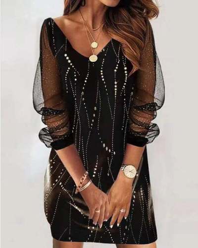 Women's Sequin Sheer Mesh Dress