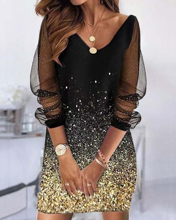 Women's Sequin Sheer Mesh Dress