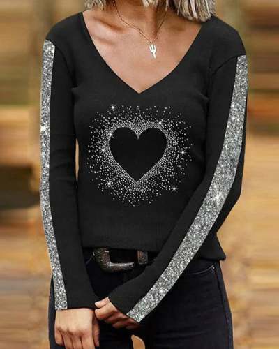 Valentine's Day Love Print Casual  Tops S-5XL