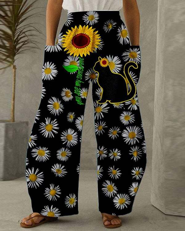 Women's Floral Print Casual Loose Pants S-5XL