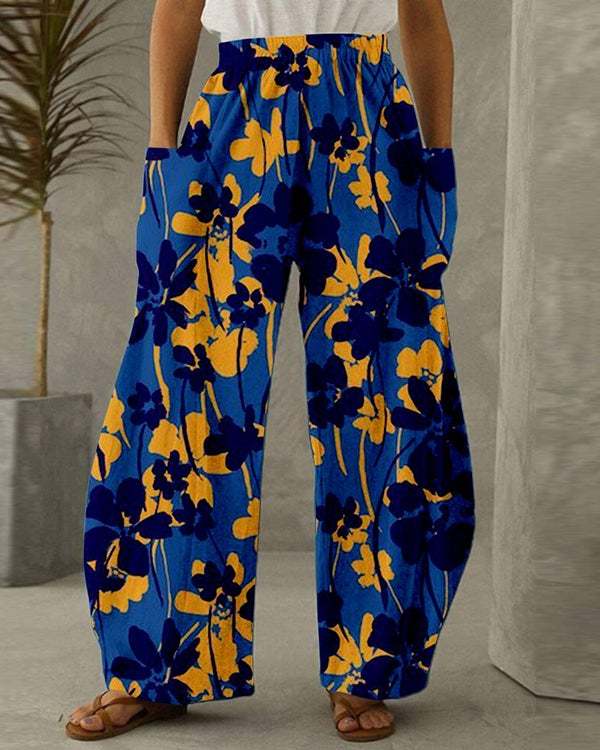 Women's Floral Print Casual Loose Pants S-5XL