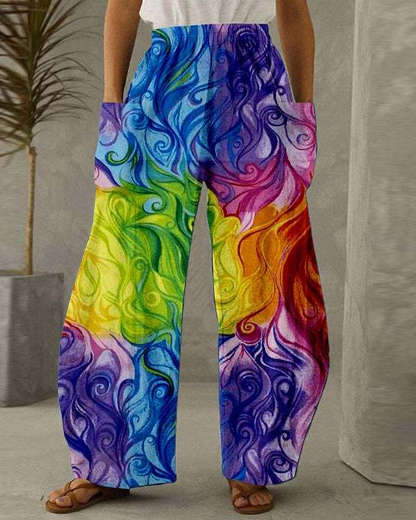 Women's Floral Print Casual Loose Pants S-5XL