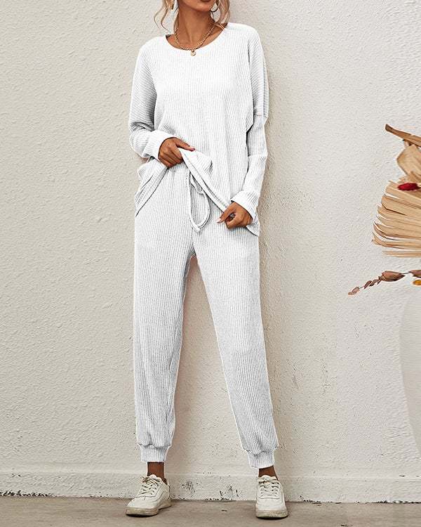 Women's Solid Long-sleeved Loose Casual Suit S-5XL