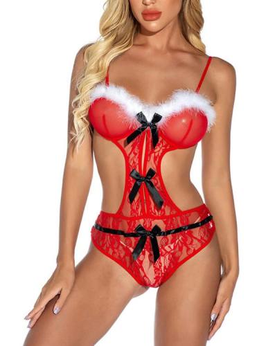 Christmas Lingerie Sexy Lace Mistletoe Sweetie Teddy