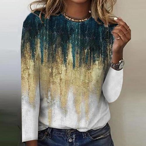 Floral Print Women's Crew Neck Long-sleeved T-shirt