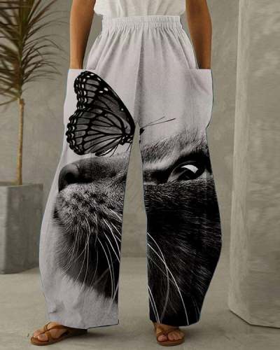 Cat Butterfly Casual Loose Pants S-5XL