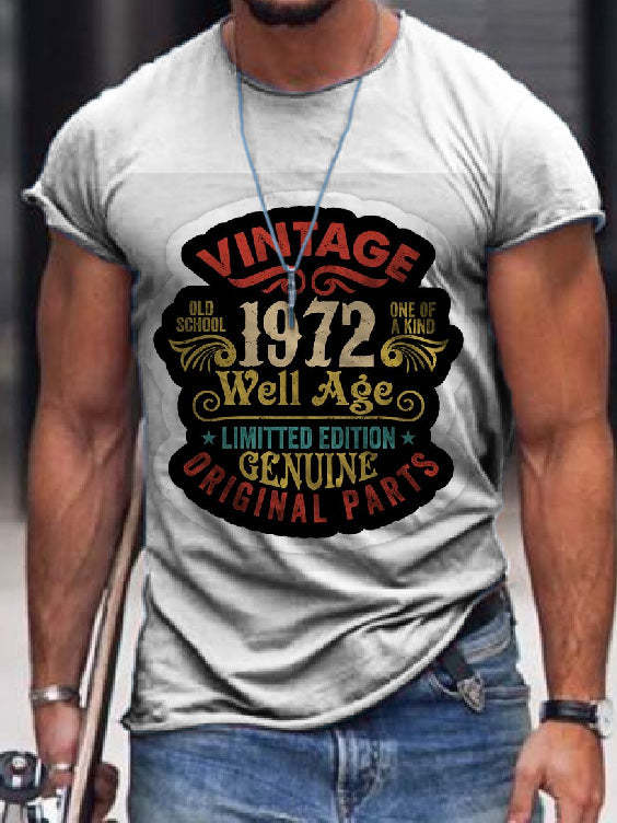 Men's Vintage Logo Print Casual Short Sleeve Print T-Shirt