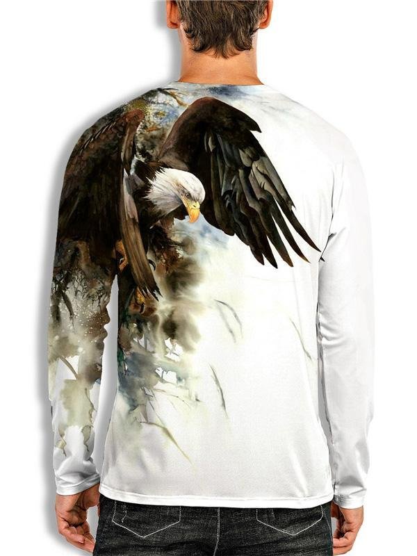 Men's 3D Print Tee T Shirt Shirt Graphic Prints Eagle Long Sleeve Print Tops