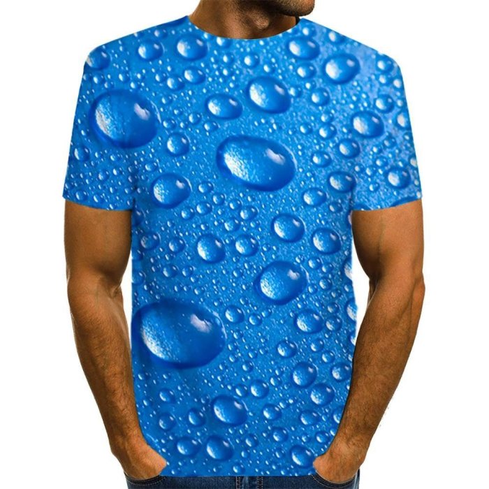 3D Graphic Printed Short Sleeve Shirts Drop Of Water