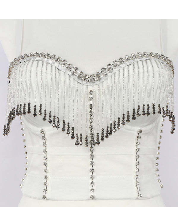Sexy Solid Pearl Fringed Corset