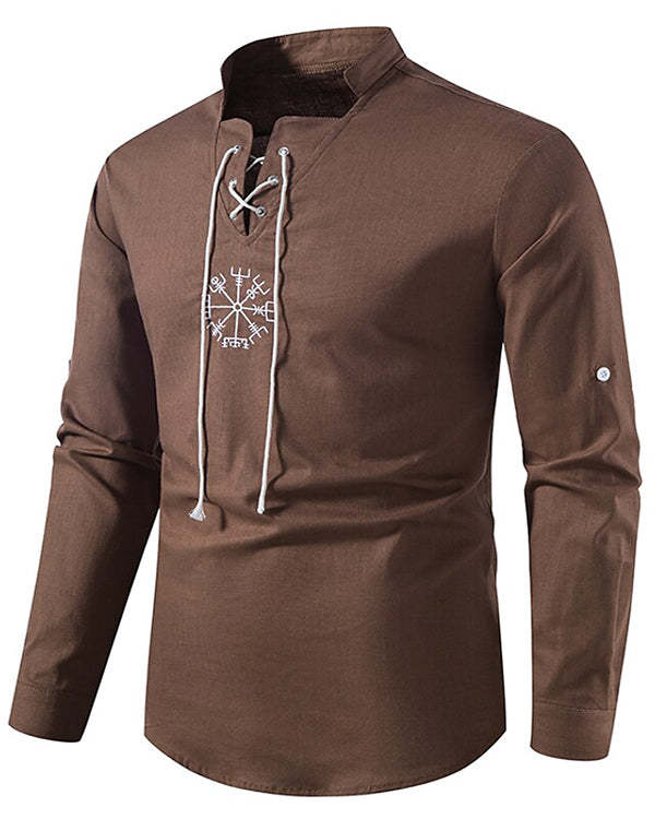 Men's Stand Collar Casual Patchwork Long Sleeve Top