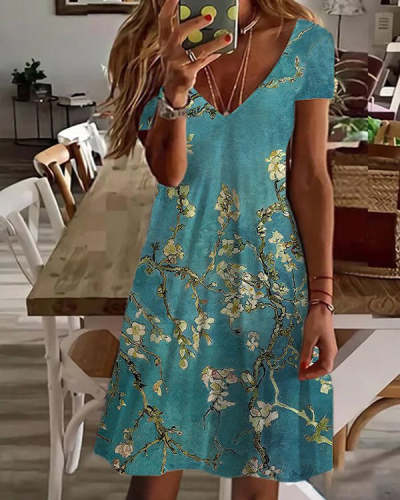 Sexy V-Neck Loose Print Dress