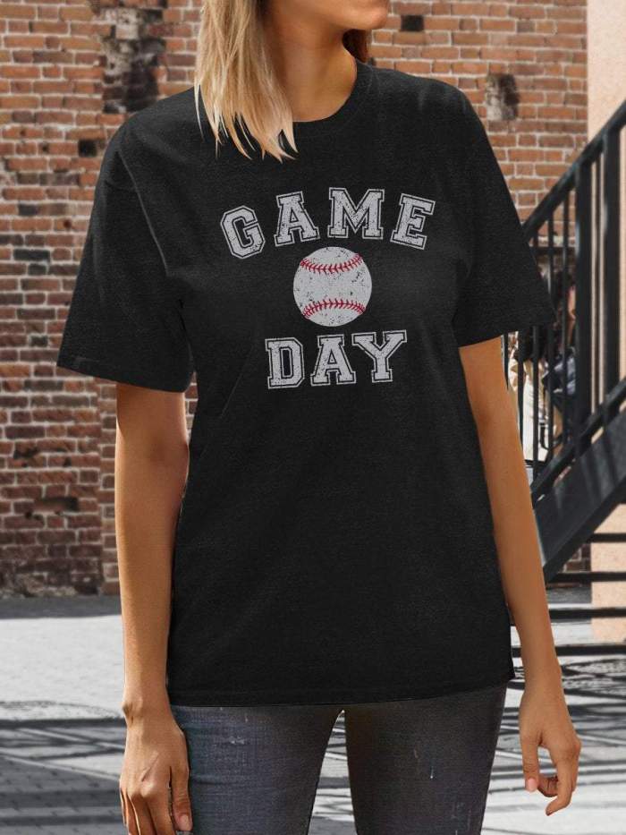 Baseball Gameday Print Short Sleeve T-shirt
