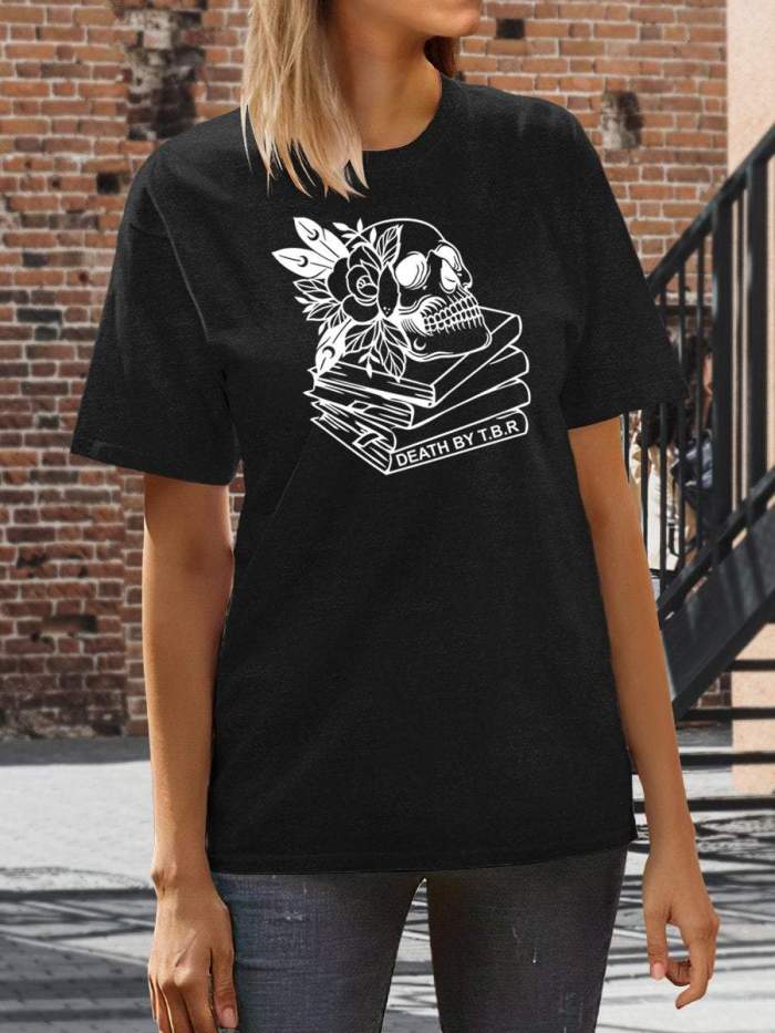 Read Books Death By T.B.R Print Short Sleeve T-shirt