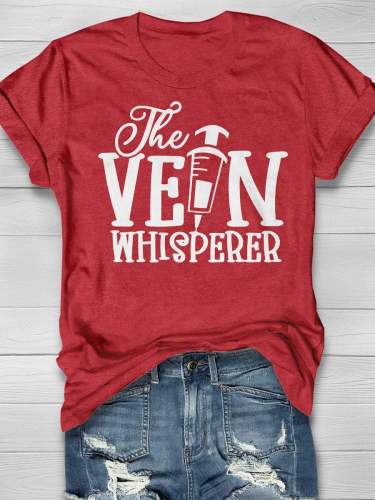 Vein Whisperer Nurse Print Short Sleeve T-shirt