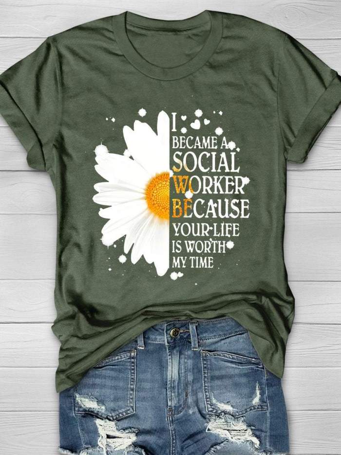 I Became A Social Worker Print Short Sleeve T-shirt