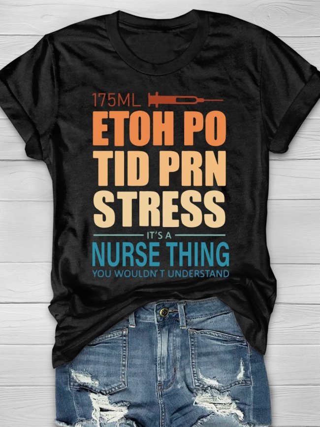 Funny Nurse Print Short Sleeve T-shirt