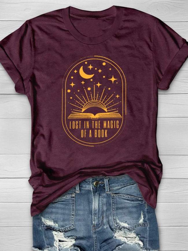 Lost In The Magic Of A Book Print Short Sleeve T-shirt
