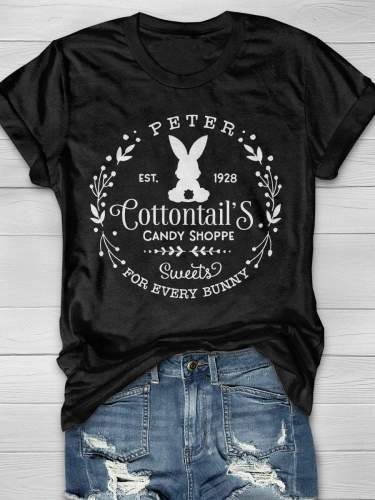 Peter Cottontail's Candy Shoppe For Bunny Print Short Sleeve T-shirt