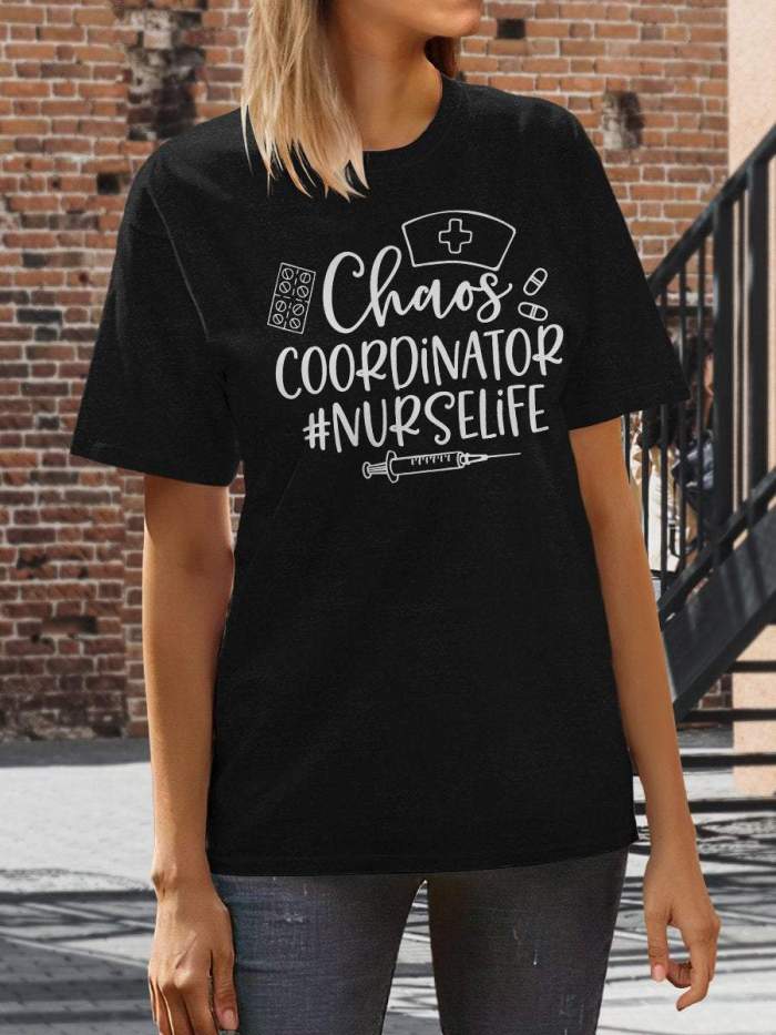 Chaos Coordinator Nurselife Print Short Sleeve T-shirt