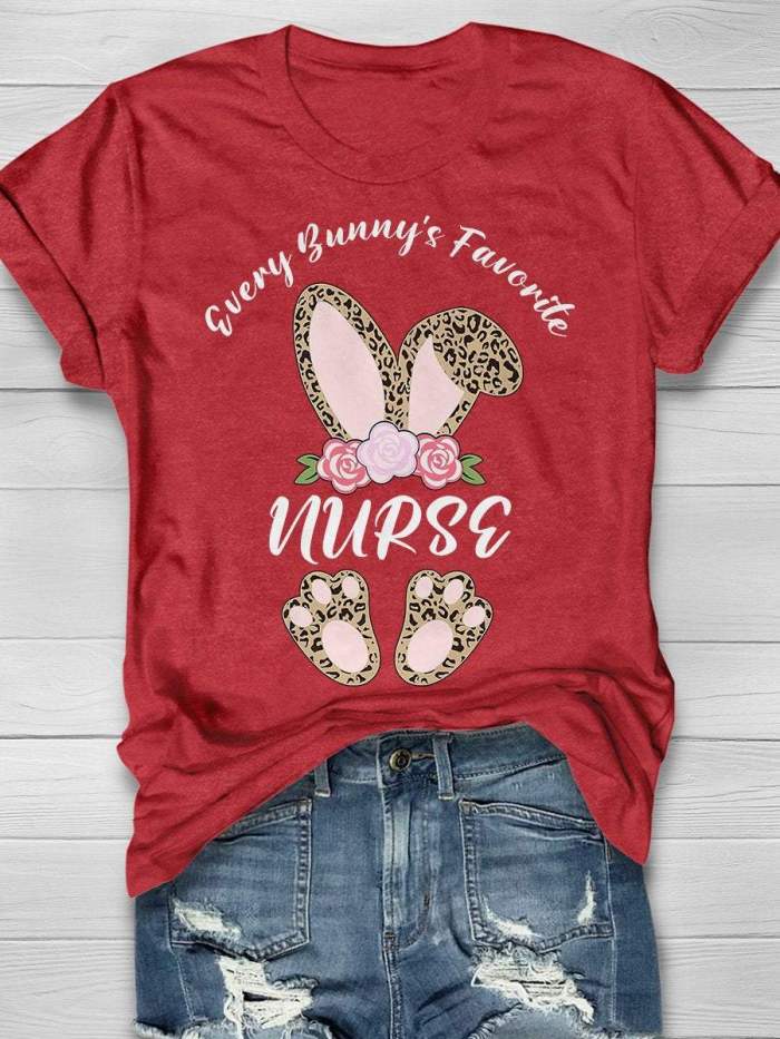 Every Bunny's Favorite Nurse Print Short Sleeve T-shirt