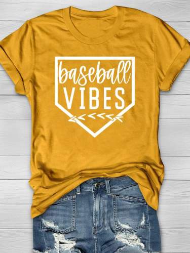 Baseball Vibes Print Short Sleeve T-shirt
