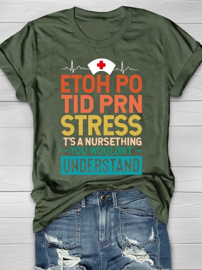 Funny Nurse Print Short Sleeve T-shirt