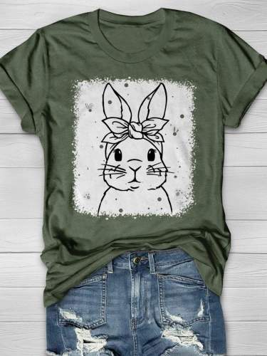 Easter Bunny Bleach Print Short Sleeve T-shirt