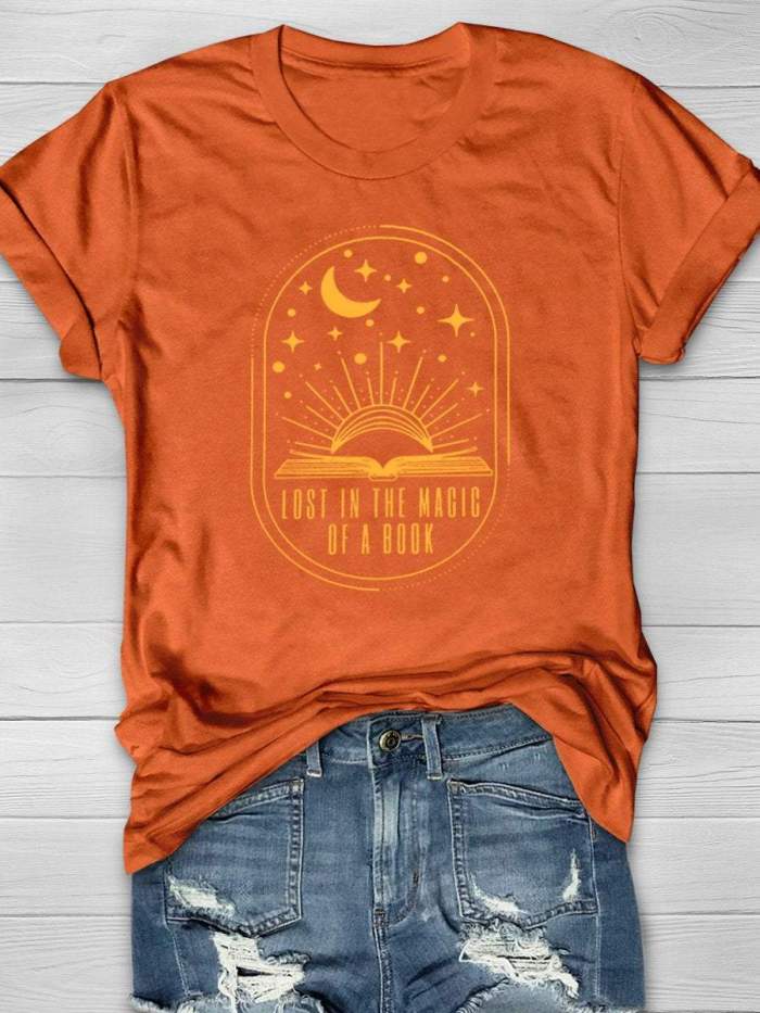 Lost In The Magic Of A Book Print Short Sleeve T-shirt