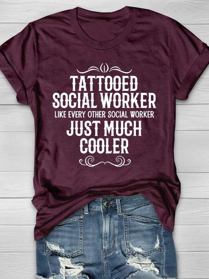 Tattooed Social Worker Print Short Sleeve T-shirt