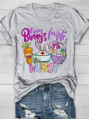 Every Bunny's Favorite Nurse Print Short Sleeve T-shirt