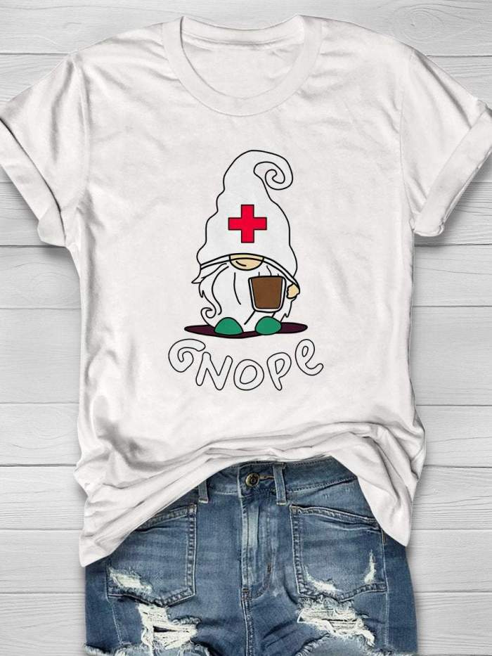 Gnope Nurse Print Short Sleeve T-shirt