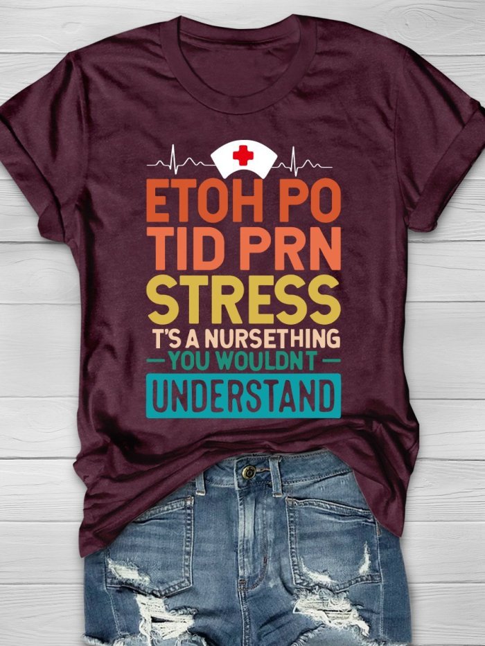 Funny Nurse Print Short Sleeve T-shirt