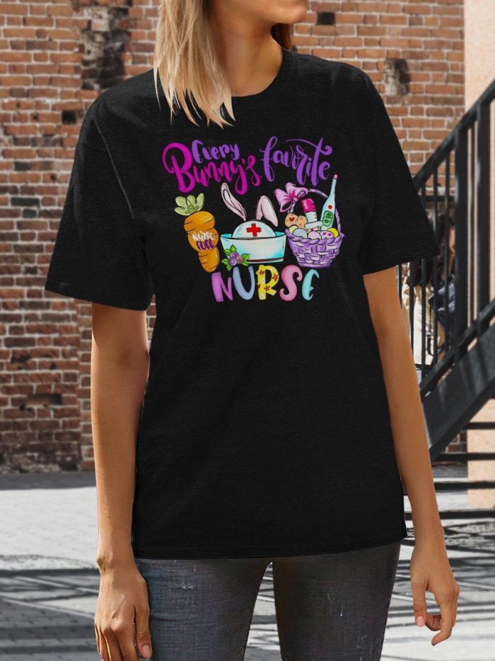 Every Bunny's Favorite Nurse Print Short Sleeve T-shirt