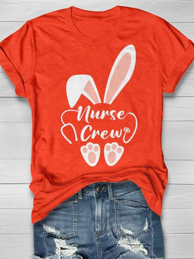 Happy Easter Nurse Crew Print Short Sleeve T-shirt