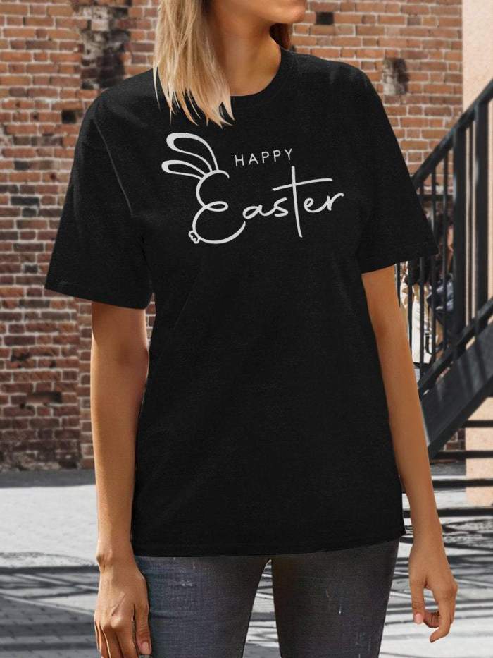 Happy Easter Peeps Print Short Sleeve T-shirt