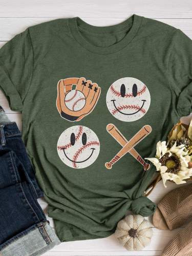 XOXO Baseball Print Short Sleeve T-shirt