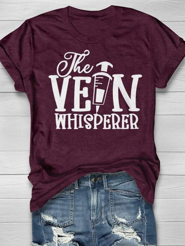 Vein Whisperer Nurse Print Short Sleeve T-shirt
