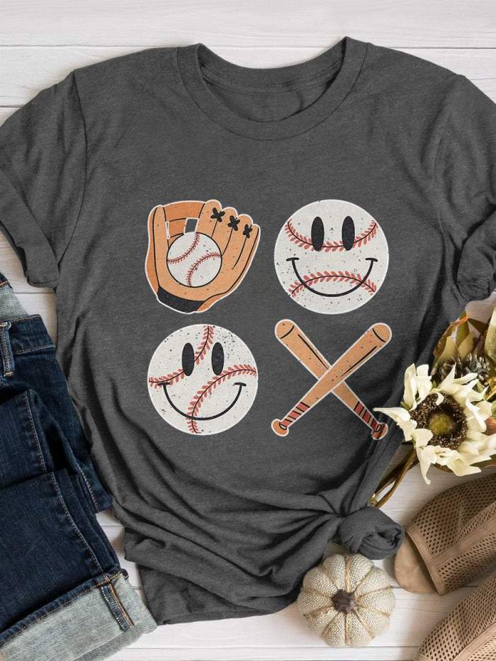 XOXO Baseball Print Short Sleeve T-shirt