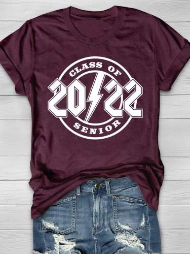 2022 Class Of Senior Print Short Sleeve T-shirt