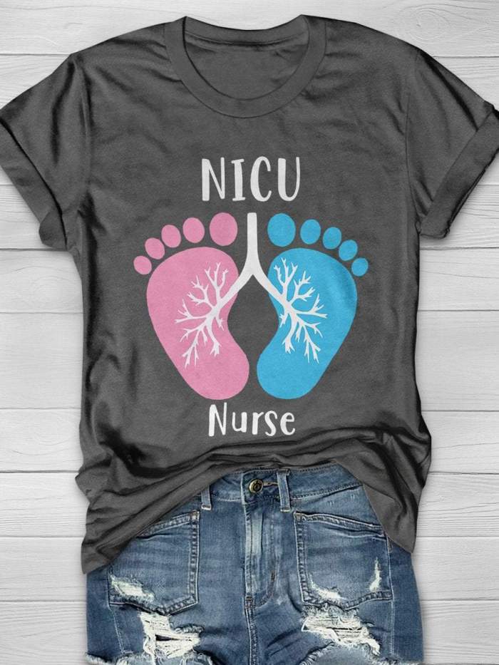 Nicu Nurse Print Short Sleeve T-shirt