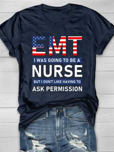 EMT Nurse Print Short Sleeve T-shirt
