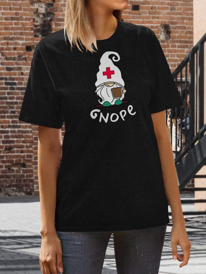 Gnope Nurse Print Short Sleeve T-shirt