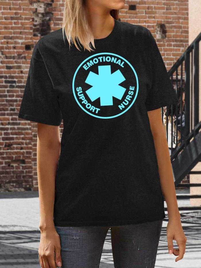 Emotional Support Nurse Print Short Sleeve T-shirt