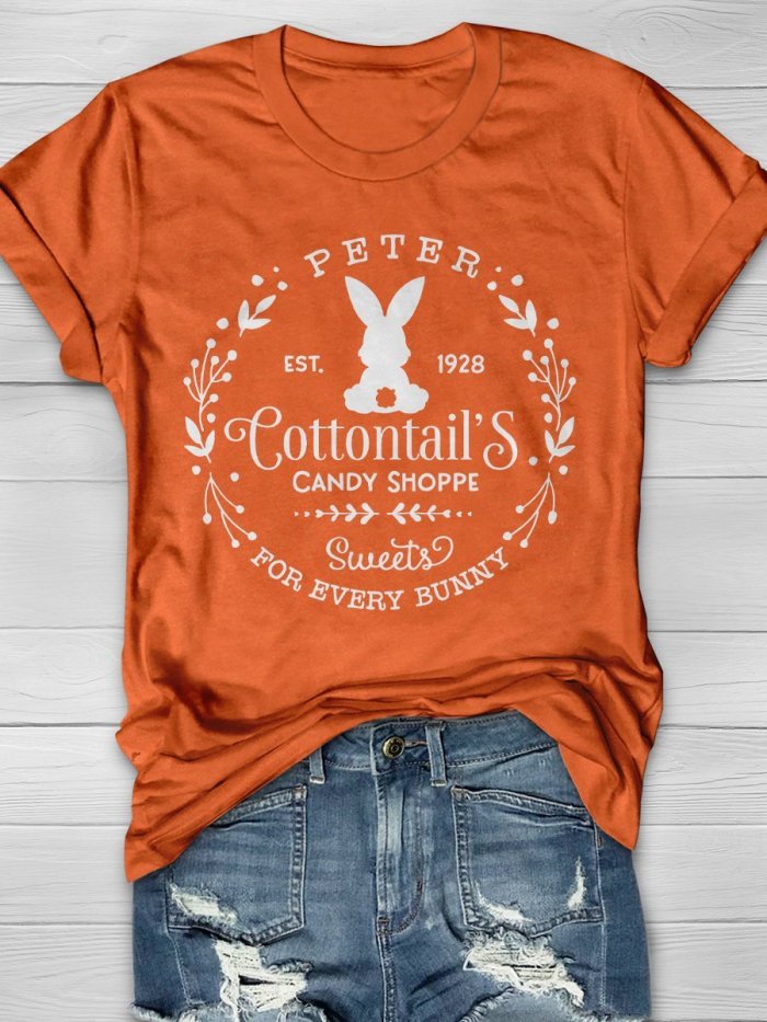 Peter Cottontail's Candy Shoppe For Bunny Print Short Sleeve T-shirt