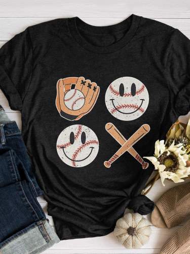 XOXO Baseball Print Short Sleeve T-shirt