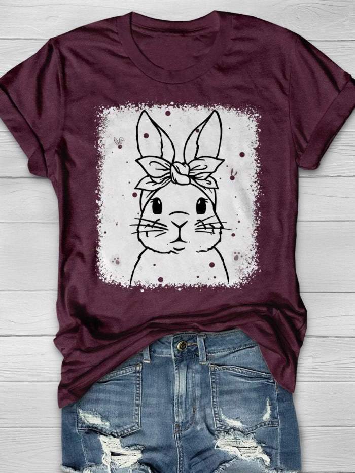 Easter Bunny Bleach Print Short Sleeve T-shirt