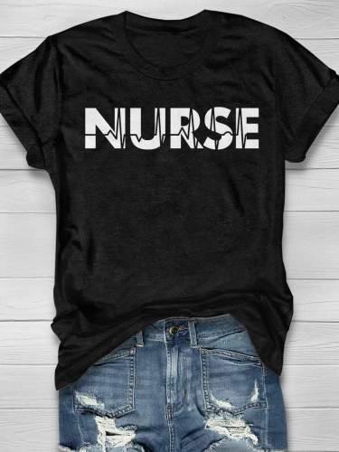 Nurse Print Short Sleeve T-shirt