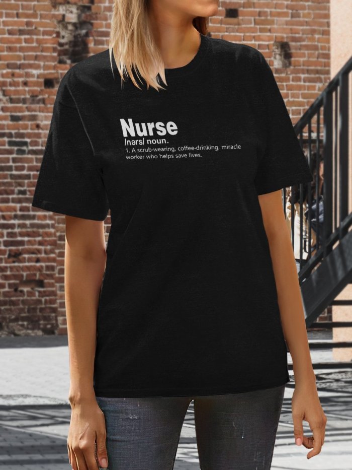 Nurse A Miracle Worker Funny Definition Print Short Sleeve T-shirt