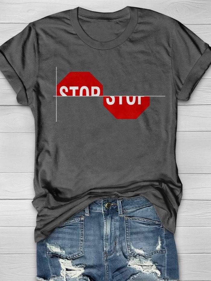 Stop Sine Funny Math Print Short Sleeve T-shirt